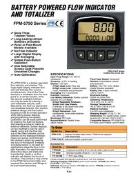Thumbnail of document Data Sheet - FPM-5750 Battery powered Flow Indicator an Totalizer